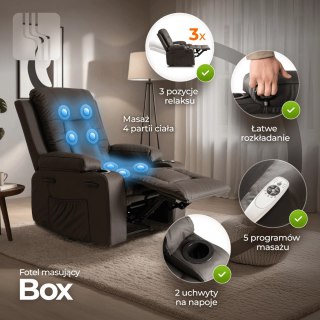 Fotel Masujący BOX Ciemnobrązowy Ekoskóra