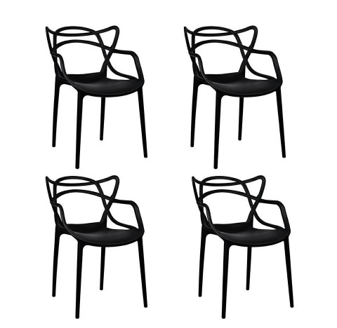 Modesto Design MODESTO zestaw 4 krzeseł HILO czarne - polipropylen