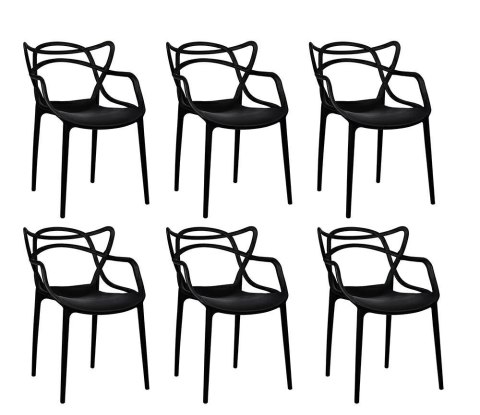Modesto Design MODESTO zestaw 6 krzeseł HILO czarne - polipropylen