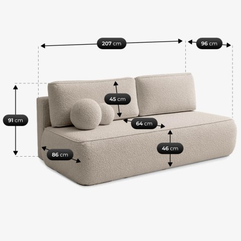 Sofa Rozkładana ARVETO Beżowa Boucle