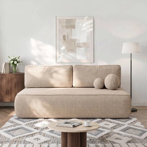 Sofa Rozkładana ARVETO Beżowa Szenilowa