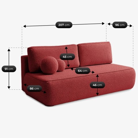 Sofa Rozkładana ARVETO Bordowa Boucle