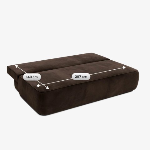 Sofa Rozkładana ARVETO Brązowa Welurowa