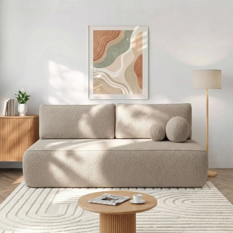 Sofa Rozkładana ARVETO Kremowa Boucle