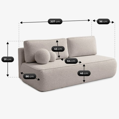 Sofa Rozkładana ARVETO Kremowa Boucle