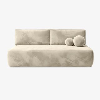 Sofa Rozkładana ARVETO Kremowa Welurowa