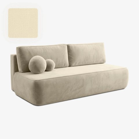 Sofa Rozkładana ARVETO Kremowa Welurowa