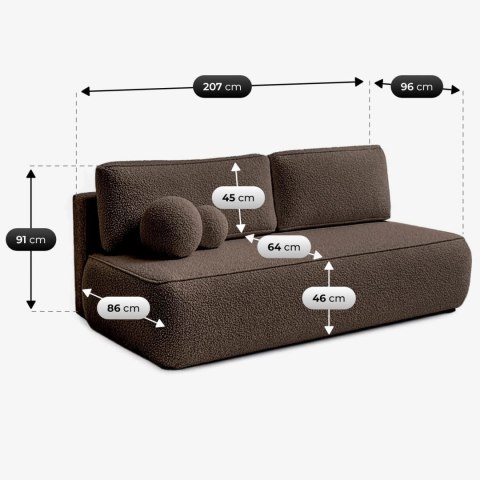 Sofa Rozkładana ARVETO Mocca Boucle