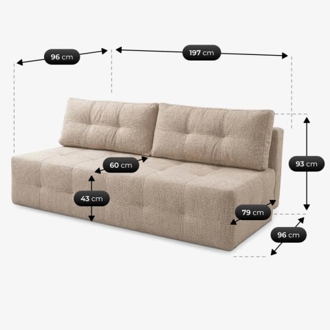 Sofa Rozkładana MORANA Beżowa Szenilowa