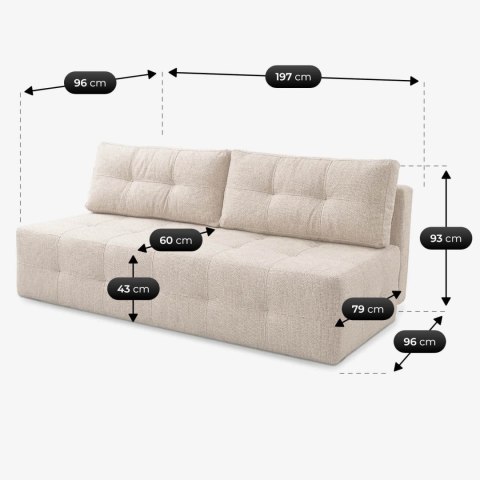 Sofa Rozkładana MORANA Kremowa Szenilowa