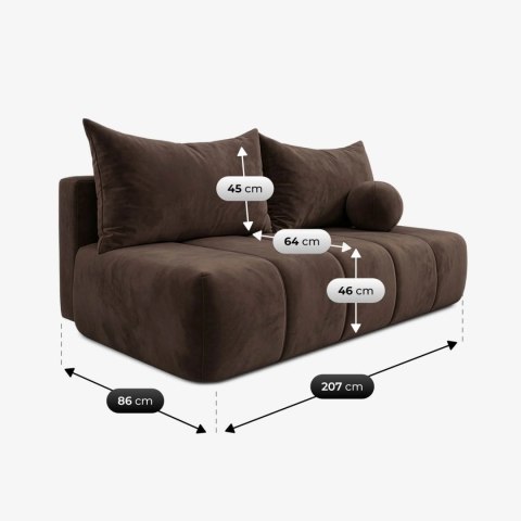 Sofa Rozkładana SARIA Brązowa Welurowa
