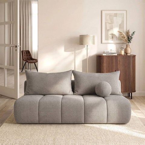 Sofa Rozkładana SARIA Jasnoszara Szenilowa