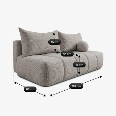 Sofa Rozkładana SARIA Jasnoszara Szenilowa