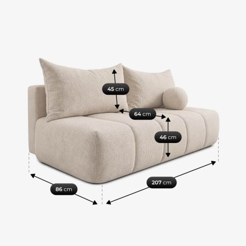 Sofa Rozkładana SARIA Kremowa Szenilowa