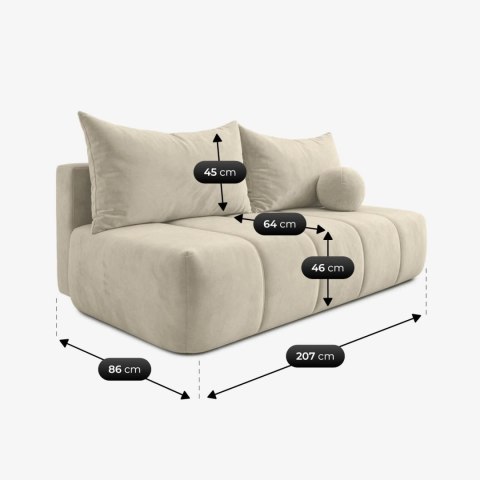 Sofa Rozkładana SARIA Kremowa Welurowa