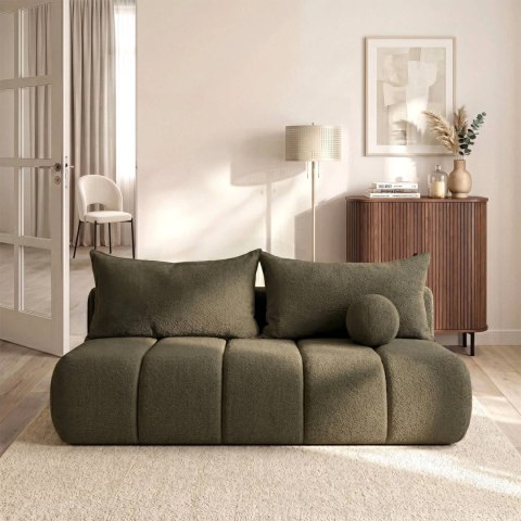 Sofa Rozkładana SARIA Oliwkowa Boucle