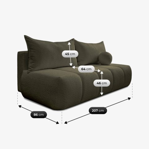 Sofa Rozkładana SARIA Oliwkowa Boucle