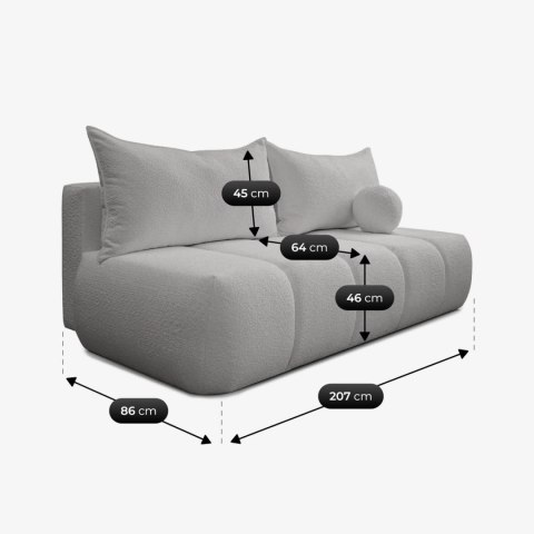 Sofa Rozkładana SARIA Szara Boucle