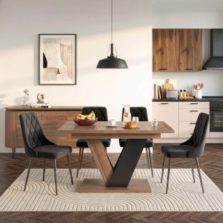 Stół CLARK Rozkładany 120-160 cm Orzech/Czarny