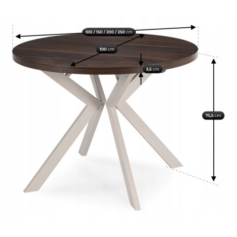 Stół Rozkładany LUKAS 100-250 cm Orzech/Kaszmir