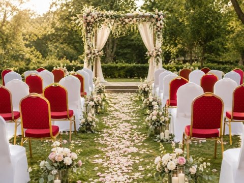 King Home Zestaw 2 krzeseł bankietowych HEROS + 2 pokrowce WEDING