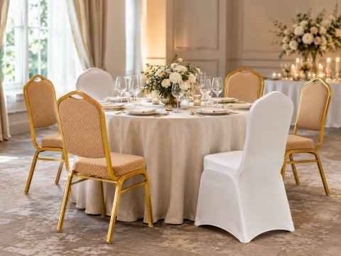 King Home Zestaw 4 krzeseł bankietowych HERA + 4 pokrowce WEDING