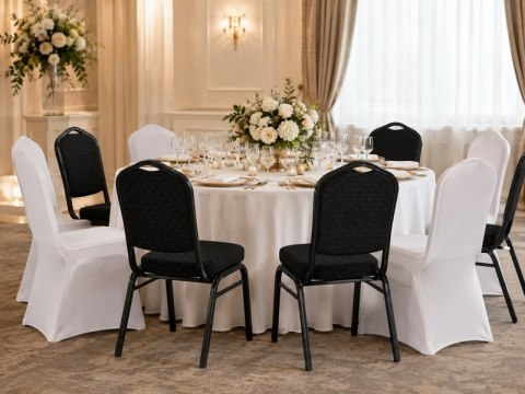 King Home Zestaw 4 krzeseł bankietowych HERON + 4 pokrowce WEDING