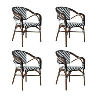 King Home Zestaw 4 krzeseł ogrodowych CAFE AZURE biały / czarny