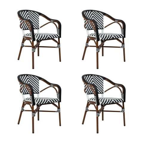 King Home Zestaw 4 krzeseł ogrodowych CAFE AZURE biały / czarny
