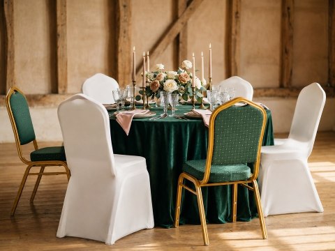 King Home Zestaw 6 krzeseł bankietowych HEKATE + 6 pokrowców WEDING