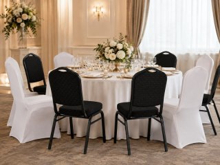 King Home Zestaw 6 krzeseł bankietowych HERON + 6 pokrowców WEDING