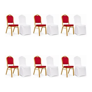 King Home Zestaw 6 krzeseł bankietowych HEROS + 6 pokrowców WEDING