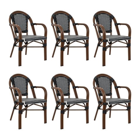 King Home Zestaw 6 krzeseł ogrodowych CAFE PARIS ARM brązowy rattan