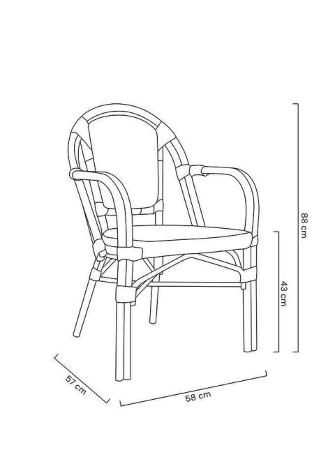 King Home Zestaw 6 krzeseł ogrodowych CAFE PARIS ARM brązowy rattan