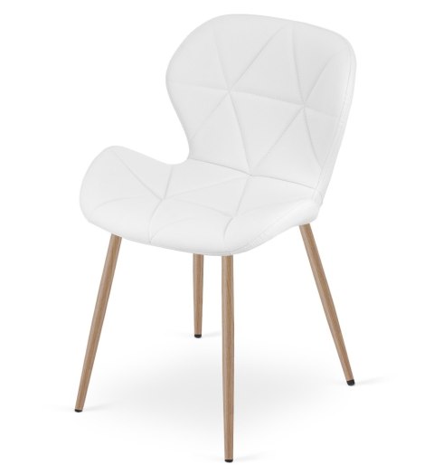 Krzesło MANGO - ekoskóra biała / nogi dąb x 1