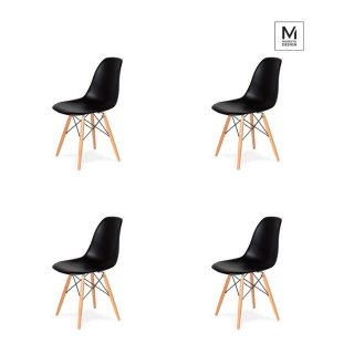 Modesto Design MODESTO zestaw 4 krzeseł DSW czarny - podstawa bukowa