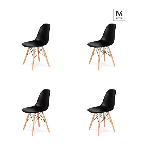 Modesto Design MODESTO zestaw 4 krzeseł DSW czarny - podstawa bukowa