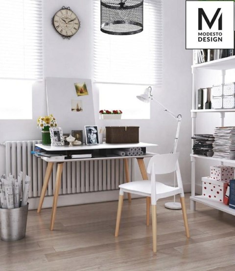 Modesto Design MODESTO zestaw 4 krzeseł ECCO biały - polipropylen, podstawa bukowa