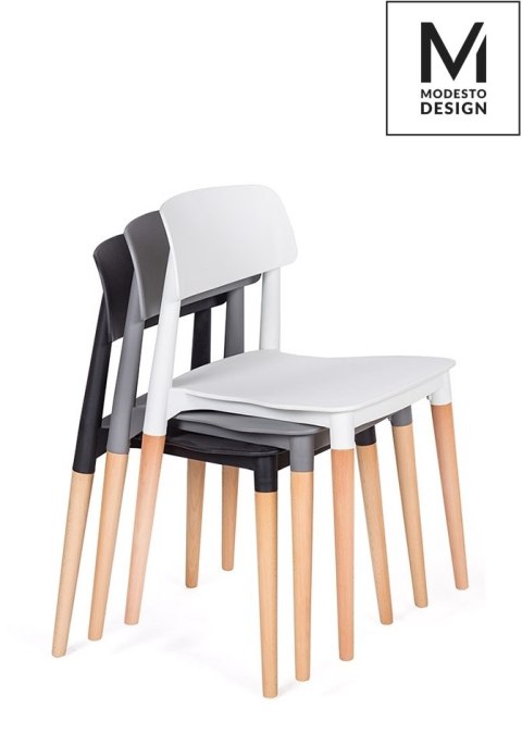 Modesto Design MODESTO zestaw 4 krzeseł ECCO biały - polipropylen, podstawa bukowa