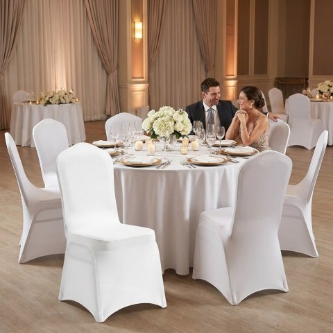 SHP Zestaw 4 pokrowców na krzesło bankietowe SHP WEDING biały