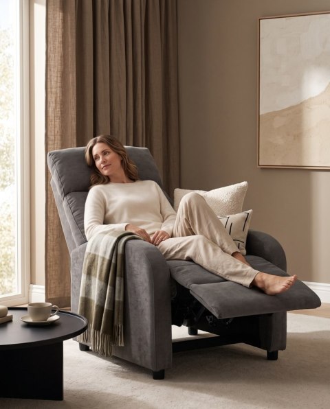 King Home Fotel wypoczynkowy rozkładany RELAX PREMIUM ciemny szary