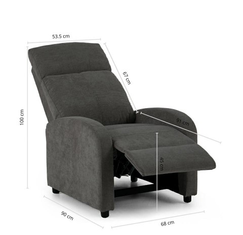 King Home Fotel wypoczynkowy rozkładany RELAX PREMIUM ciemny szary