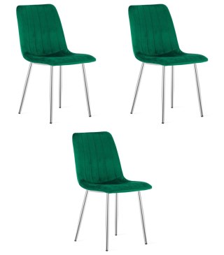 Krzesło LAVA - aksamit zieleń / nogi chrom x 3