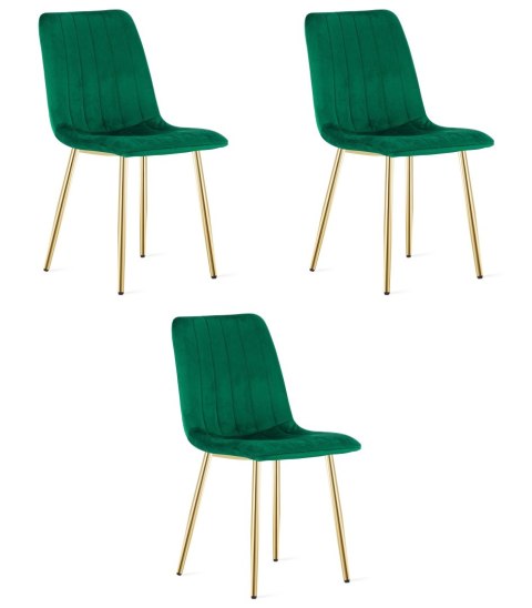 Krzesło LAVA - aksamit zieleń / nogi złote x 3