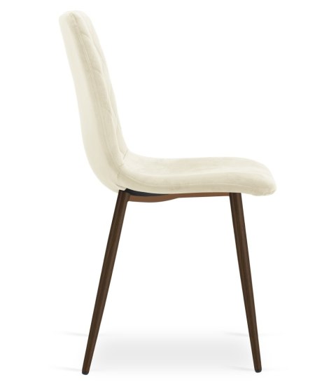 Krzesło TURIN - aksamit beż jasny / nogi orzech x 2