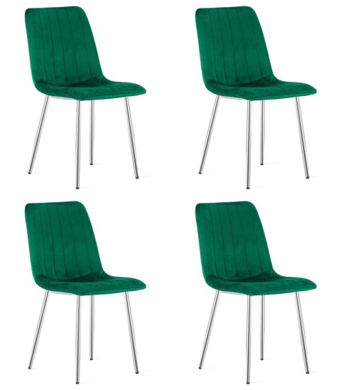 Krzesło LAVA - aksamit zieleń / nogi chrom x 4