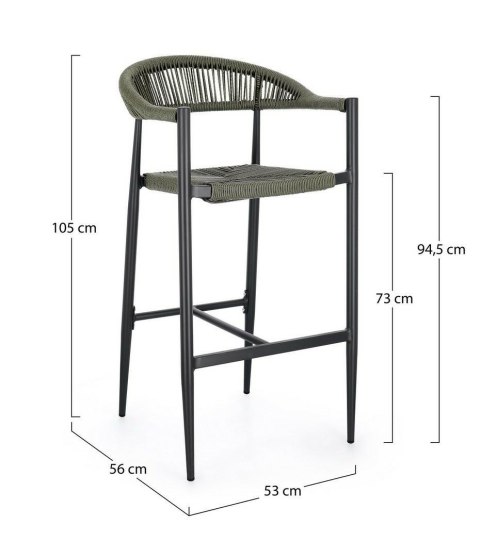 BIZZOTTO krzesło barowe ogrodowe JANDIA szare / zielone