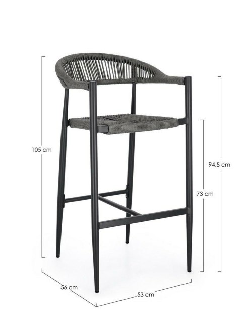 Bizzotto BIZZOTTO krzesło barowe ogrodowe JANDIA szare