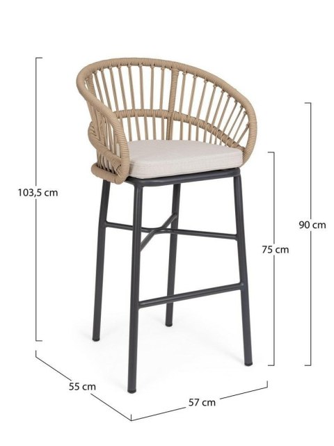 Bizzotto BIZZOTTO krzesło barowe ogrodowe ODIVELAS beżowe