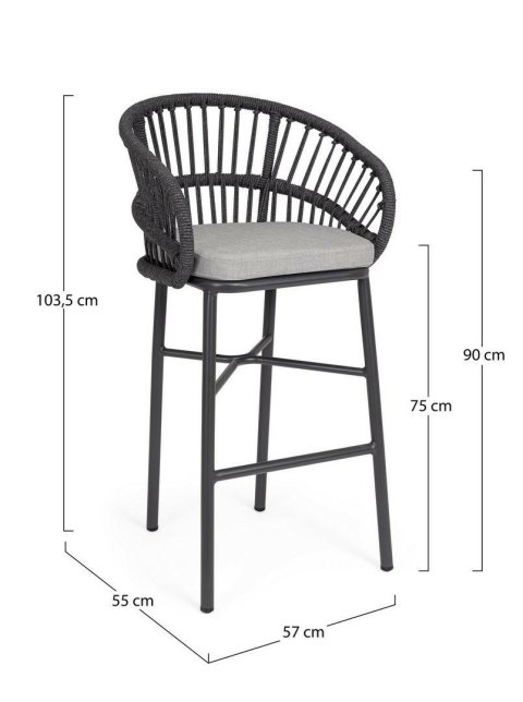 BIZZOTTO krzesło barowe ogrodowe ODIVELAS czarne